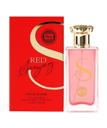 Hybrid & Company Women Amazing Red Pour Femme Eau De Parfum Vaporisateur Natural Spray 3.4 Fl Oz