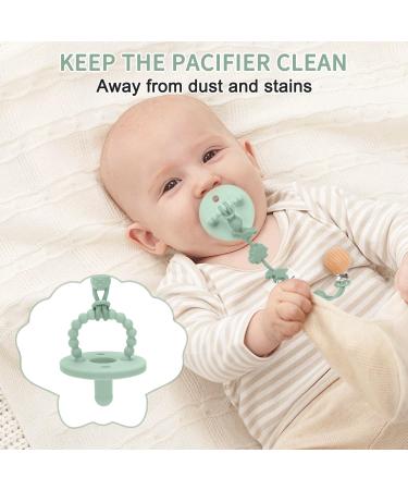 CLdy Silicone Pacifier Chain - 2 Dinosaur Pattern Clips for Boys & Girls | Soft Flexible High Robustness | Perfect Baby Accessory in Green/Naked Pink - Buy Online on GoSupps.com