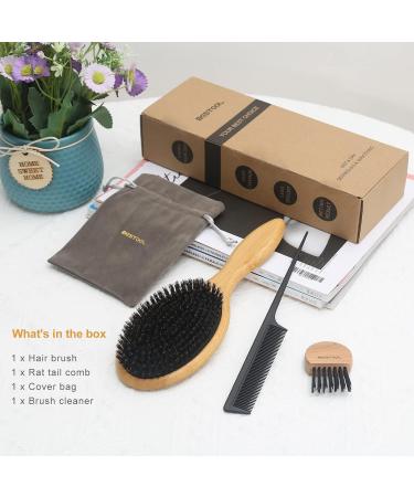 Bestool Hairbrush - Wild Boar Bristle Bamboo Paddle for Women Men & Children | Improve Hair Texture for Thin & Fine Hair - Buy Online on GoSupps.com