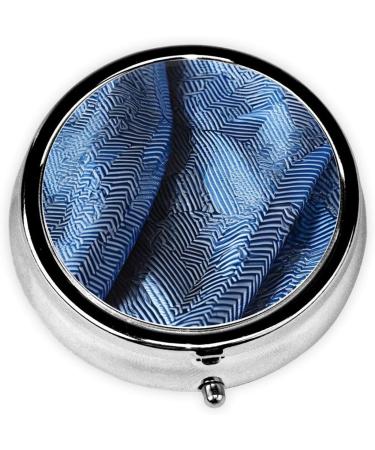 Gradient Blue Denim Mini Round Pill Box | 3 Compartment Travel Organizer | Portable Medicine Case for Home & Office - Buy Online on GoSupps.com