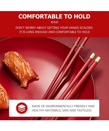 10 Pairs Chopstick for Plastic Reusable Eating Wooden Valentines Chop Red Chopsticks Frying Kitchen Wood Hair Day Tablewares Party Cooking Sticks Wedding Japanese Korean Tableware Kitchenware Rojo - Buy Online on GoSupps.com
