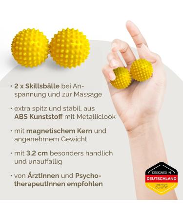 2x DBT Skills Hedgehog Ball - Magnetic Acupressure Stress Relief Massage Tool | Enhance Mobility & Concentration | 32mm Yellow Matt - Buy Online on GoSupps.com