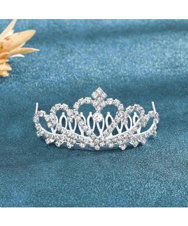 Olbye Silver Heart Rhinestone Crystal Wedding Crown Tiara for Women and Girls - Buy Online on GoSupps.com