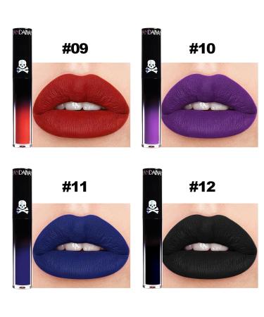 4Pcs Matte Liquid Lipstick Set - Dark Red Purple Blue Black | Long Lasting Waterproof Lip Stain Gift Set for Women - Buy Online on GoSupps.com