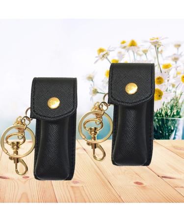 Black Keychain Holder Set - 2 Lipstick & Lip Balm Holders with Keychain | Stylish & Functional Organizer - Buy Online on GoSupps.com