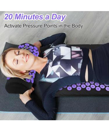 Magrimaxio Acupressure Mat Set with Pillow | Acupuncture & Nail Mat for Relaxation Pain Relief & Meditation - Violet - Buy Online on GoSupps.com