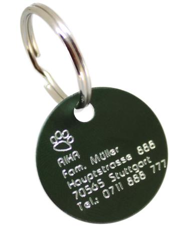 Dog tag with engraving - ID tag - address tag - address plate - individual - personalized - diamond engraving (green-matt)