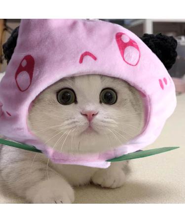 Cute Cat Costume Fruit Shape Funny Pet Costume Soft Washable Pet Christmas Costume Puppy Party Costume Accessory Headwear Pink - Buy Online on GoSupps.com