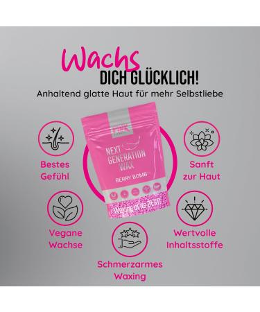 Next Generation Wax Berry Bomb Wachperlen 800g - Premium Vegan Wax for Sensitive Skin No Strips Required Brazilian Waxing Hair Removal from 1mm Hair Length - Buy Online on GoSupps.com