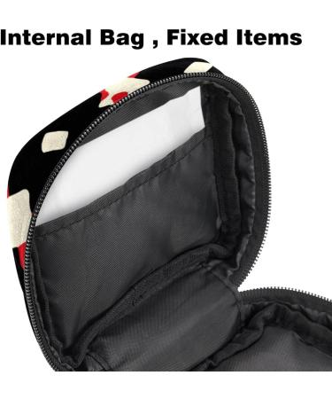 Stylish Menstruation Bag with Zipper | Women's Napkin & Tampon Collection Bag in Black & Red Pattern - Perfect for Girls & Women - Buy Online on GoSupps.com