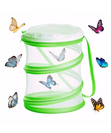 WUISOLQP Insect Butterfly Habitat Cage Insect Mesh Cage Stick Insect Starter Kit Collapsible Bug Catcher Net Insect Portable Reproduction Mesh for Kids for Insects Catching Science Education (Green)