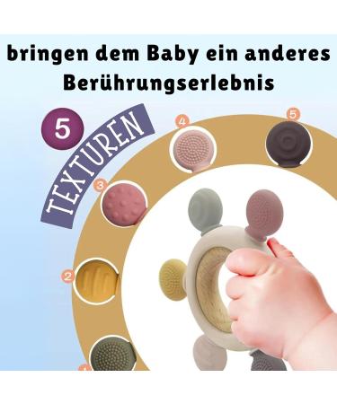 Cometrade Bite Ring for Babies | LFGB Silicone Kauringe & Natural Wooden Ring | Pacifier & Clip Set | Gummy Relief for Newborns & 3+ Months (Beige) - Buy Online on GoSupps.com