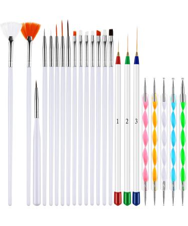23 Pieces Nail Pens Kit Nail Painting Polish Design Tools Set, Includes 15 Pieces Nail Gel Brushes, 5 Pieces Nail Dotting Pens, 3 Pieces Drawing Pens