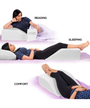 Memory Foam Leg Elevation Pillow with Washable Cover - Relief for Leg Swelling, Sciatica, Back Pain & Pregnancy - Elevated Pillows for Improved Blood Circulation - Buy Online on GoSupps.com