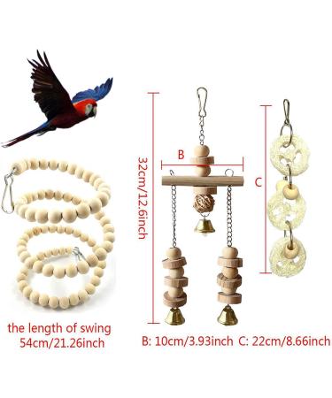 CHICAB 8 Colorful Parrot Toys - Natural Wood Hammock & Perch for Small Birds | Eco-Friendly Bird Toys - Buy Online on GoSupps.com