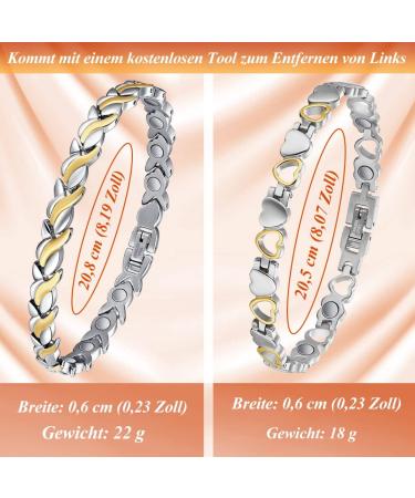 Vicmag 2 PCs Magnetic Bracelet for Women - Ultra-Strength Titanium Steel Gift Set in Silver & Gold | Stylish Magnetic Jewelry with Distant Tool - Buy Online on GoSupps.com