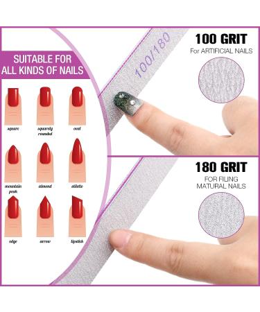 150 Pcs Double Sided 100/180 Grit Nail Files - Washable & Reusable Emery Boards for Manicure - Home & Salon Use - Buy Online on GoSupps.com