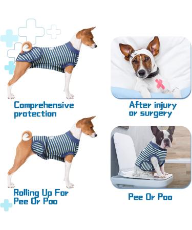 Supet Dog Recovery Suit for Pets | Post Surgery Healing Garment | Prevent Licking Wounds | Puppy Surgical Clothes M (Blue Striped) - Buy Online on GoSupps.com