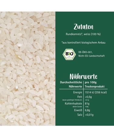 Mild Lotao Organic White Round Grain Rice (4x500g) - Fast Boiling Fragrant Aroma for Risotto Pudding & Desserts - Premium Quality eCommerce Shipping Worldwide - Buy Online on GoSupps.com