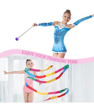 HyDren 21 Inch Rainbow Dance Ribbon Twirling Baton for Gymnastics and Dancing - Buy Online on GoSupps.com