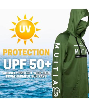 Men's Long Sleeve Fishing Shirt with Hood and Gaiter UPF 50+ Sun Protection - White - Large - Buy Online on GoSupps.com