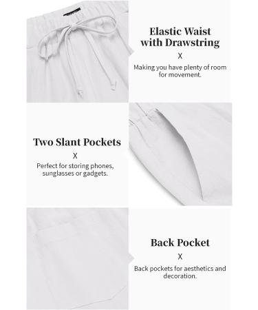 COOFANDY Men's Cotton Linen 2-Piece Set: Long Sleeve Henley Shirt + Casual Beach Pants - White, Large - Buy Online on GoSupps.com