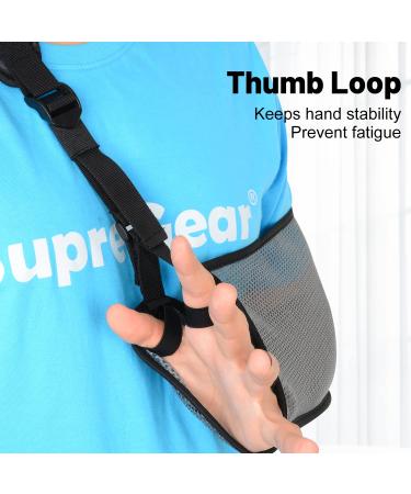 Supregear Adjustable Mesh Arm Sling - Breathable Shoulder Immobilizer for Injured Arm, Elbow, Wrist - Dark Grey - Buy Online on GoSupps.com