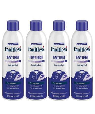 Laundry Starch Spray, Faultless Heavy Spray Starch 20 oz Cans for a Smooth Iron Glide on Clothes & Fabric Even Spray, Easy Iron Glide, No Reside (Pack of 4) 4 Pack