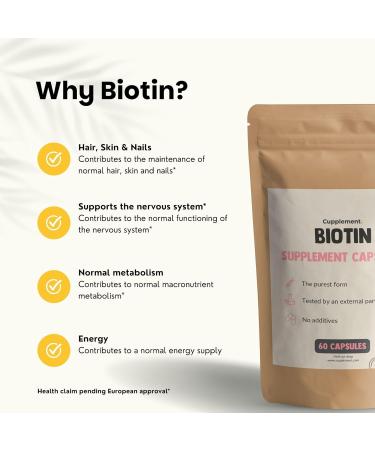 Biotin 60 Capsules 10000mcg per Capsule Cheveux Superfood Suppl ment Croissance des cheveux Sans poudre 5mg 10000 comprim s Biot ne Biotine Vitamine - Buy Online on GoSupps.com