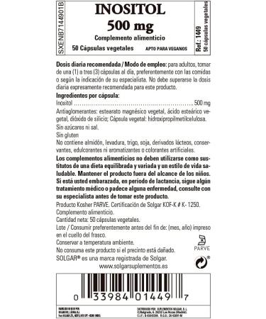 Solgar Inositol Vegetable Capsules 500mg - 50 Count - Natural Mood Support Supplement - Buy Online on GoSupps.com