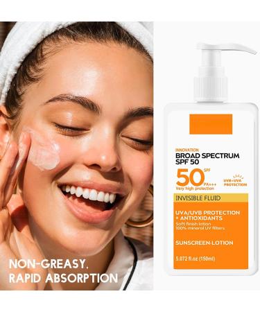 150ml Sunscreen Spf 50+ 150ml Sun Cream For High Sun Protection Invisible Fluid Suncream Very Water+Sweat Resistant Sunblock Brown Spot Reduction Face Sunscreen Sensitive Skin Sun Cream - Buy Online on GoSupps.com