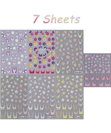 VOTACOS 7 Sheets Flower Nail Art Stickers - 3D Embossed Spring Floral Decals for Manicure | Colorful Daisy French Tip Accessories - Buy Online on GoSupps.com