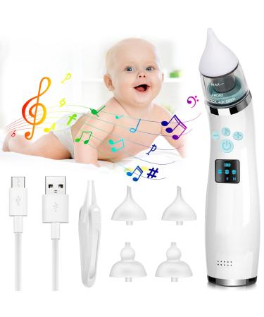 Baby nasal sucker electric nose cleaner with 4 snot suction nozzles automatically nasal with 3 suction strong for toddlers and infants electrical nose cleaner with music soothing function