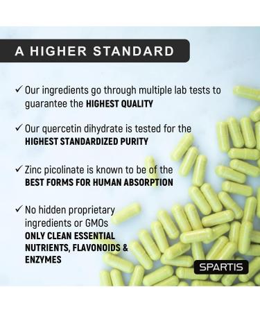 SPARTIS High Potency Zinc Quercetin 500mg with Vitamin C, D3, and Bromelain - Immune Support Supplement - 120 Caps - Buy Online on GoSupps.com