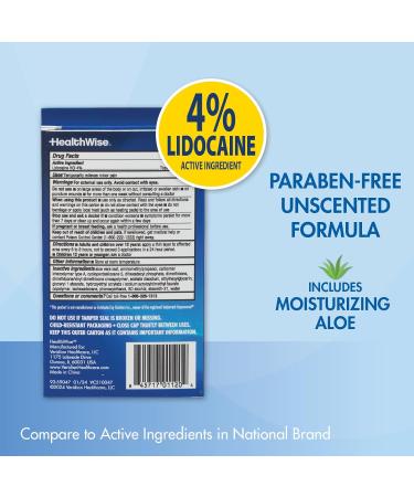 HealthWise Maximum OTC Strength Lidocaine Cream | Numbs Away Pain | Long-Lasting Relief | Non-Greasy | 2.7 Oz | Unscented Formula | Topical Anesthetic 2.70 Ounce - Buy Online on GoSupps.com