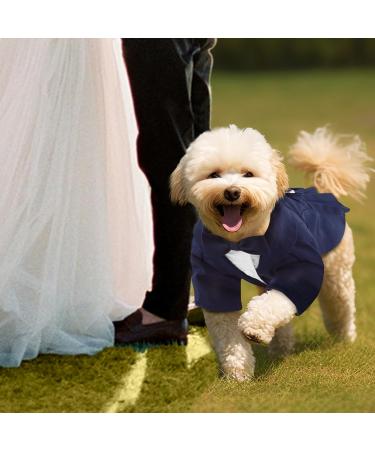 Cit toile Dog Wedding Suit Set | Tuxedo Shirt for Dogs & Cats - Perfect for Weddings Birthdays & Halloween | Blue - Sizes M & M - Buy Online on GoSupps.com