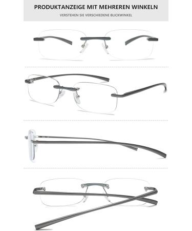 Buy Lanomi Frameless Reading Glasses for Men & Women | Blue Light Filter & Ultralight Design | Gray Rectangular Readers - 1.0 to 4.0 Diopters - Buy Online on GoSupps.com