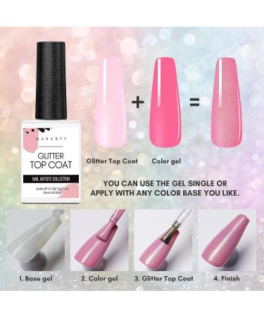 Makartt Glitter Gel Top Coat - 10ml No Wipe Pearl Nail Polish for Mermaid Shiny Finish - Long Lasting UV Gel Top for Acrylic Nails - Buy Online on GoSupps.com