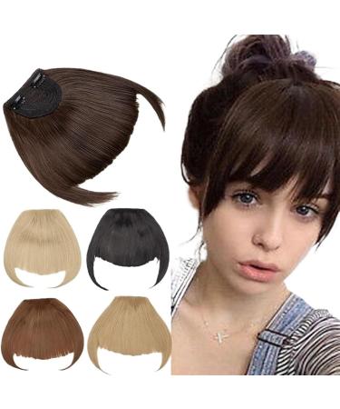 Bangs Hair Clip Fake Bangs Synthetic Blunt Bang Clip in Hair Extension Women Blunts Fringe Hair Black Brown Bangs 2 Clips Bangs Clip in Hair(Color:Light brown) 8inch Light brown - Buy Online on GoSupps.com
