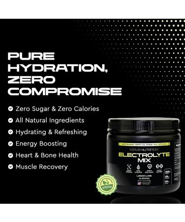 Buy Sugar-Free Electrolyte Powder - Zero Calorie Hydration Mix for Fasting Keto & Vegan | 60 Servings Lemon Lime | Natural Ingredients - Buy Online on GoSupps.com