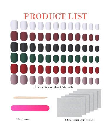 144 Pcs Matte Fake Nails Set - Short French Full Cover Press-On Nail Tips for Women | Adhesive Tabs & Nail File Included - Buy Online on GoSupps.com
