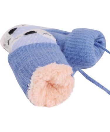 iEasey Cute Baby Winter Knitted Mittens On String | 0-3 Years | Fox Design | Insulated Fleece Gloves for Boys & Girls | Blue - Buy Online on GoSupps.com
