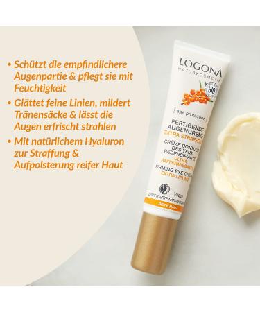 Logona Anti-Aging Eye Cream for Mature Skin - Vegan Formula with Organic Sea Buckthorn & Hyaluronic Acid - 15 ml - Buy Online on GoSupps.com