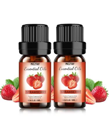 Strawberry Fruit Essential Oils - Fragrance Oil for Diffusers Candle&Soap Making - Premium Aromatherapy Oil with Fruity Scent (2x10ml) Strawberry 0.34 Fl Oz (Pack of 2)