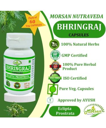 Bhringraj Capsules for Men & Women | Premium Ayurvedic Herbal Supplement | 500 mg | 60 Veggie Capsules | Natural Eclipta Prostrata | 240 Count - Buy Online on GoSupps.com