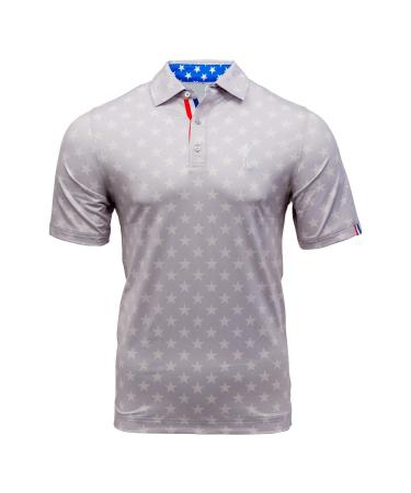 USAG Mens Golf Polo - Dry Fit Golf Polo Shirts for Men - High Performance Golf Club Apparel Company Americana X-Large
