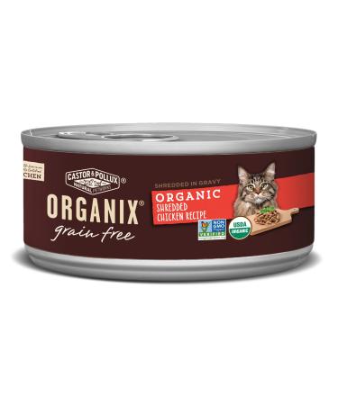Castor & Pollux Organix Grain Free Organic Shredded Chicken Recipe Wet Cat Food 5.5 Ounce (Pack of 24)