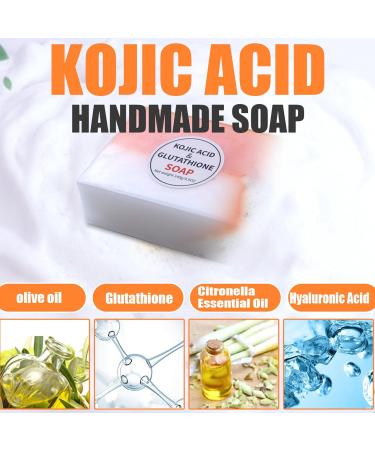 Hperu Glutathione Soap Kojic Acid & Glutathione Soap 2 PCS Skin Whitening Rich Foaming 140G Kojic Sojic Soup Natural Organic Multiusage Kojic Acid Soap for Facial Back Legs Body Kojic Acid + Glutathione - Buy Online on GoSupps.com