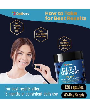 GLP-1 Support Probiotic Weight Loss Supplement - Natural GLP1 Support Appetite Suppressant for Women Men - for Daily Fat Burn Hunger Control Metabolism Boost Gut & Curb Cravings 120 Count (Pack of 1) - Buy Online on GoSupps.com