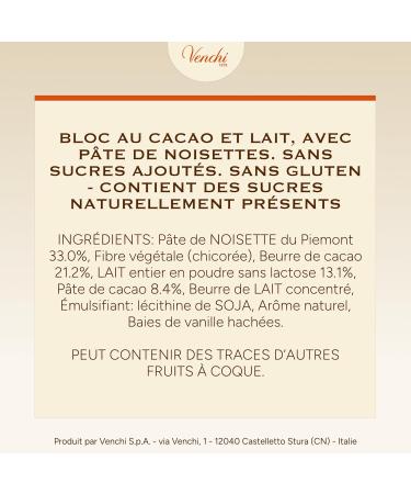 Venchi - Cacao et Noisette NO Added Sugar 1 kg - Sans dulcorants Artificiels - Sans Gluten - Buy Online on GoSupps.com